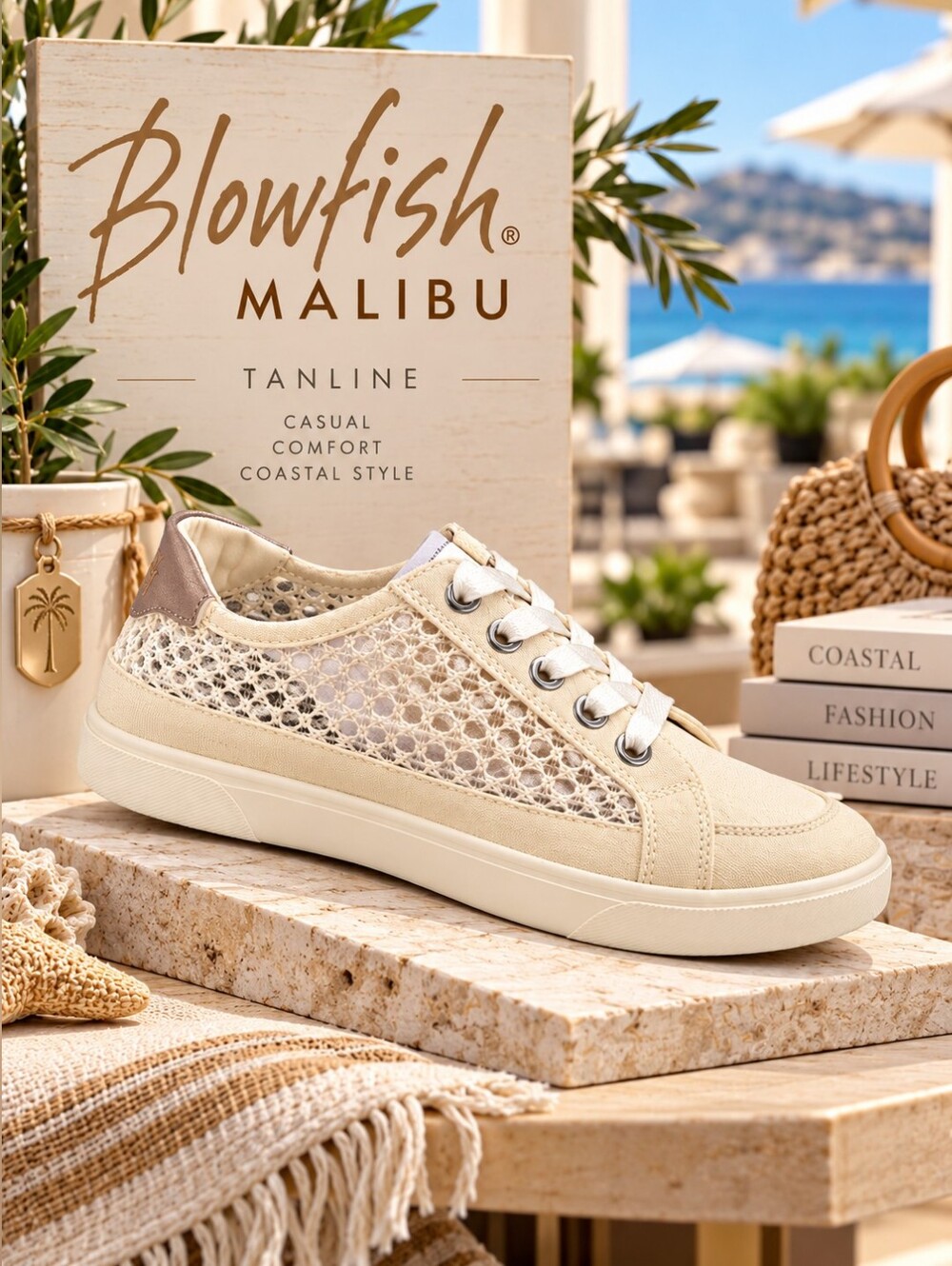 Blowfish Malibu “Tanline” Cream/Beige Mesh Sneakers — Women’s Size 9